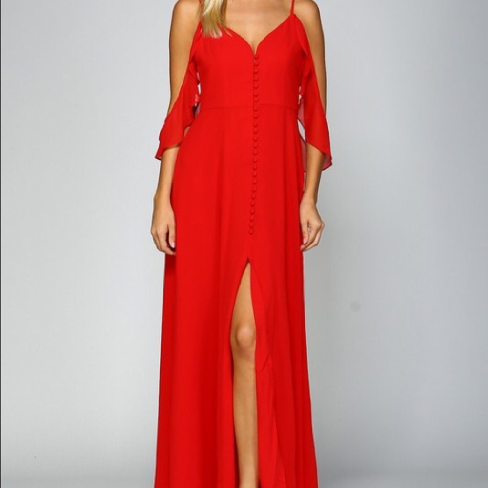 Red Button-Up Maxi - Picture 2 of 3